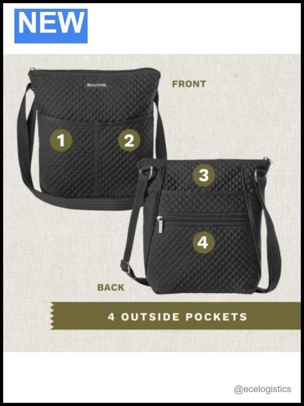 Quilted Microfiber Crossbody Handbag with Adjustable Strap for Women